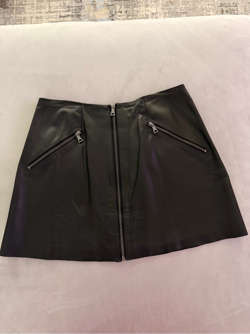 Victoria's Secret Black Faux Leather Zip-Front Mini Skirt